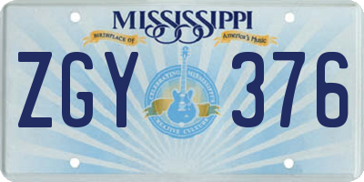 MS license plate ZGY376