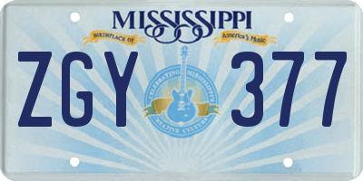 MS license plate ZGY377