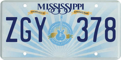 MS license plate ZGY378
