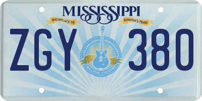 MS license plate ZGY380