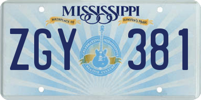 MS license plate ZGY381