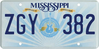 MS license plate ZGY382