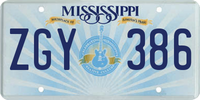 MS license plate ZGY386
