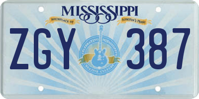 MS license plate ZGY387