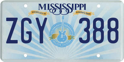 MS license plate ZGY388