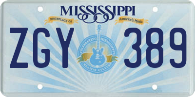 MS license plate ZGY389