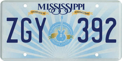 MS license plate ZGY392