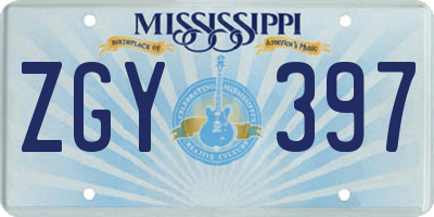 MS license plate ZGY397