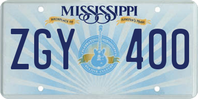MS license plate ZGY400