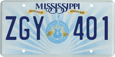 MS license plate ZGY401
