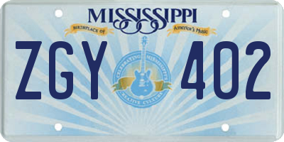 MS license plate ZGY402