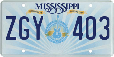 MS license plate ZGY403