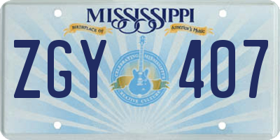 MS license plate ZGY407