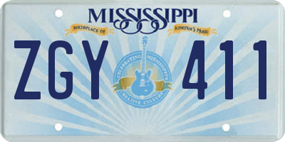 MS license plate ZGY411