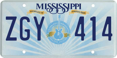 MS license plate ZGY414