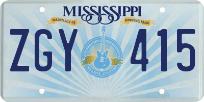 MS license plate ZGY415