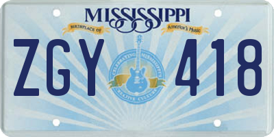 MS license plate ZGY418