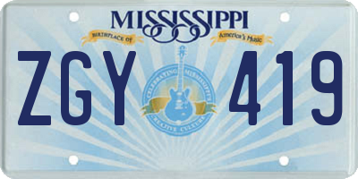 MS license plate ZGY419