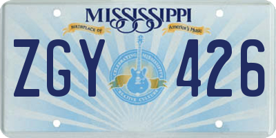 MS license plate ZGY426
