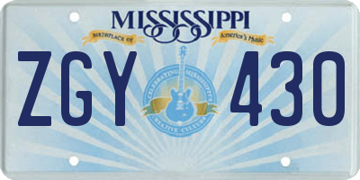 MS license plate ZGY430