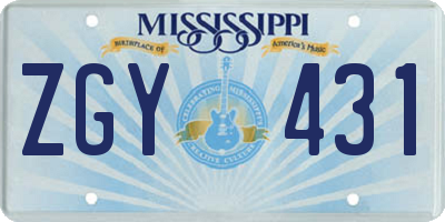 MS license plate ZGY431