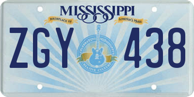 MS license plate ZGY438