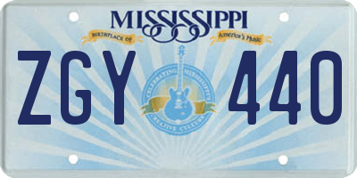 MS license plate ZGY440
