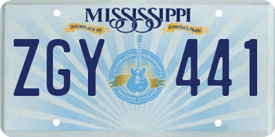 MS license plate ZGY441
