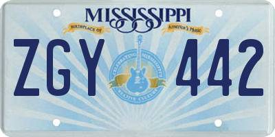 MS license plate ZGY442