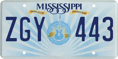 MS license plate ZGY443