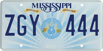 MS license plate ZGY444