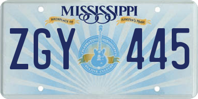 MS license plate ZGY445
