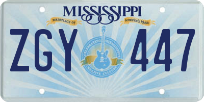 MS license plate ZGY447