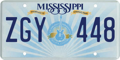 MS license plate ZGY448