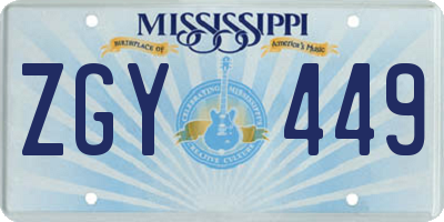 MS license plate ZGY449