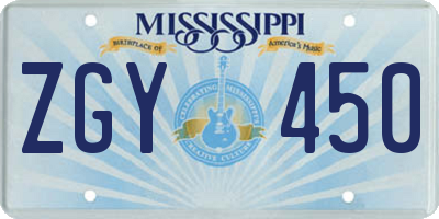 MS license plate ZGY450