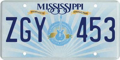 MS license plate ZGY453