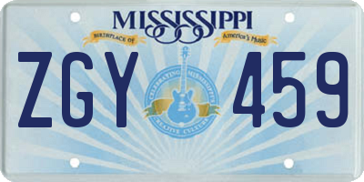 MS license plate ZGY459