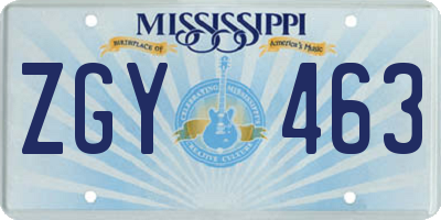 MS license plate ZGY463