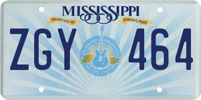 MS license plate ZGY464