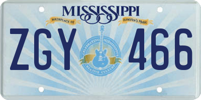 MS license plate ZGY466