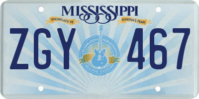 MS license plate ZGY467