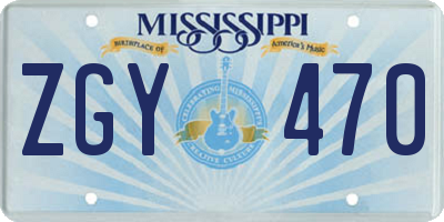 MS license plate ZGY470