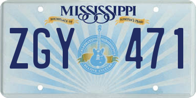 MS license plate ZGY471