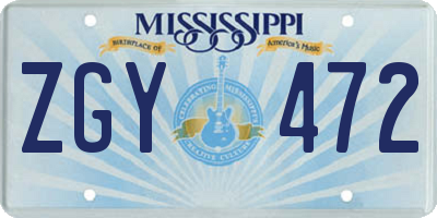 MS license plate ZGY472