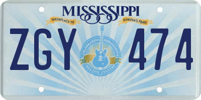 MS license plate ZGY474