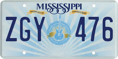 MS license plate ZGY476