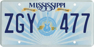 MS license plate ZGY477