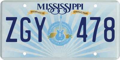 MS license plate ZGY478