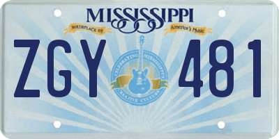 MS license plate ZGY481